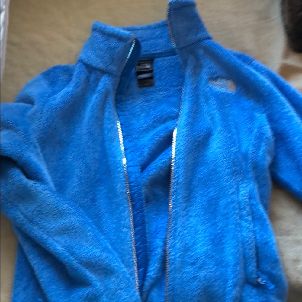 North face fuzzy zip up jacket
